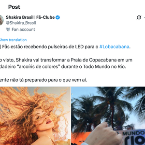 Segundo fã-clubes nas redes sociais, Shakira pretende fazer um 'arco-íris de cores' na praia de Copacabana