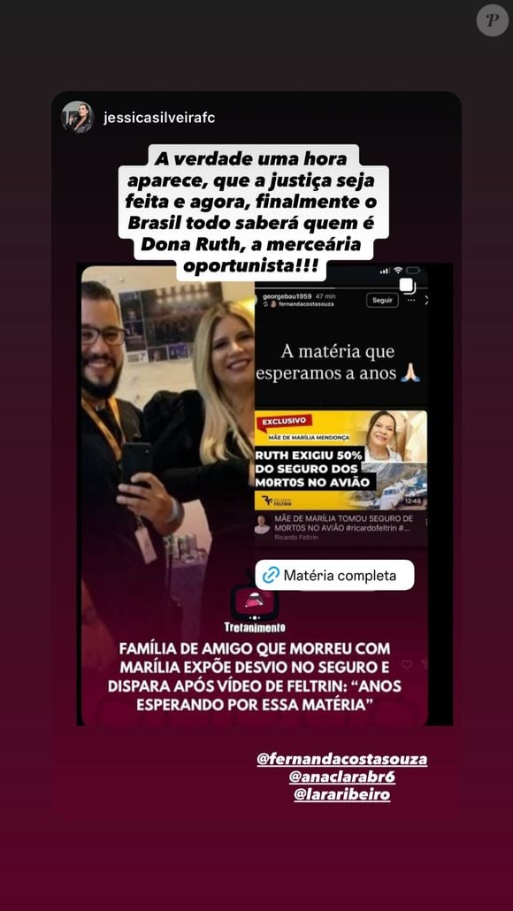 Mãe de Marília Mendonça também é chamada de ‘mercenária oportunista’ em alguns dos recados compartilhados por Fernanda Costa Souza