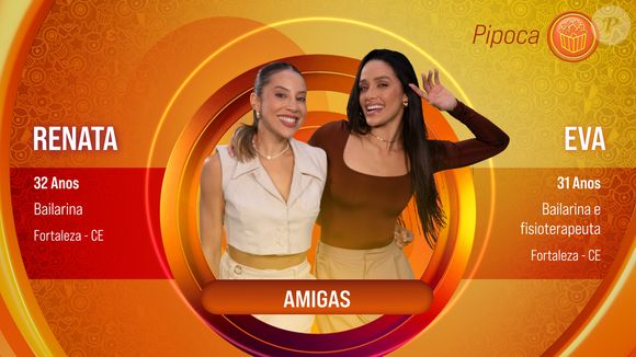 Elenco pipoca no 'BBB 25': Renata é do signo de aquário, enquanto Eva é do signo de câncer.