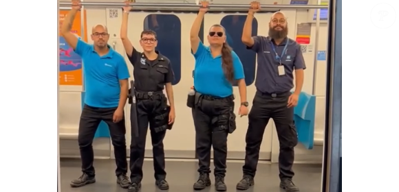 Os quatro funcionários fizeram uma performance, homenageando videoclipe em que Gaga também aparece em um metrô