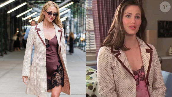 O method dressing de Lili Reinhart ficou ainda mais literal em De Repente 30: ela usou o próprio casaco de poás que Jennifer Garner vestiu como Jenna Rink no filme de 2004