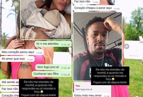 Tainá Militão mandou uma foto com um bebê no colo para dar a entender que o filho com Éder Militão tinha nascido