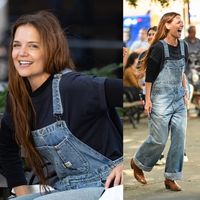Katie Holmes me inspirou a fazer do macacão jeans a peça central do meu guarda-roupa neste inverno