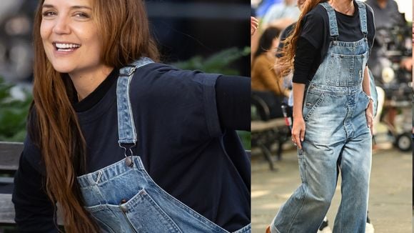 Katie Holmes me inspirou a fazer do macacão jeans a peça central do meu guarda-roupa neste inverno