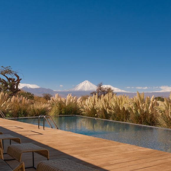 Uma das visões luxuosas das paisagens do Hotel Tierra Atacama.