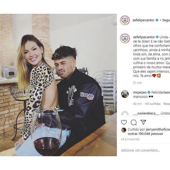 Virginia e Zé Felipe separados: foto usada para revelar fim do casamento foi a mesma para comemorarem um mês juntos, em julho de 2020