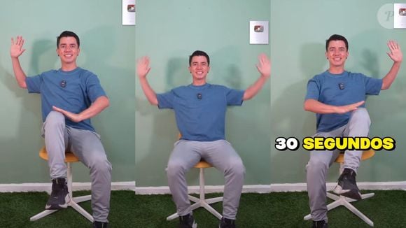 O exercício de tocar no joelho oposto promove maior coordenação motora, além de ativar o abdômen.