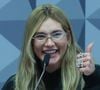 Virginia Fonseca durante depoimento na CPI das Bets, em 2025. Reportagem da revista Piauí revela que Leonardo teria procurado apoio político antes da audiência que investigou a atuação de influenciadores na divulgação de apostas online
