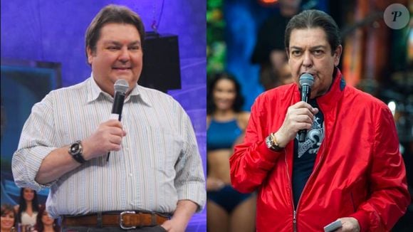 Antes e depois de Faustão: apresentador perdeu cerca de 40 kg com uma bariátrica, mas ficou ainda mais magro ao realizar um tratamento para edema nas pernas em 2021, que garantiu menos 26 kg para o apresentador