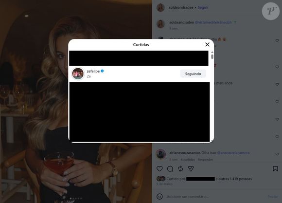 Internautas notaram uma curtida de Zé Felipe em uma publicação de Sol de Andrade