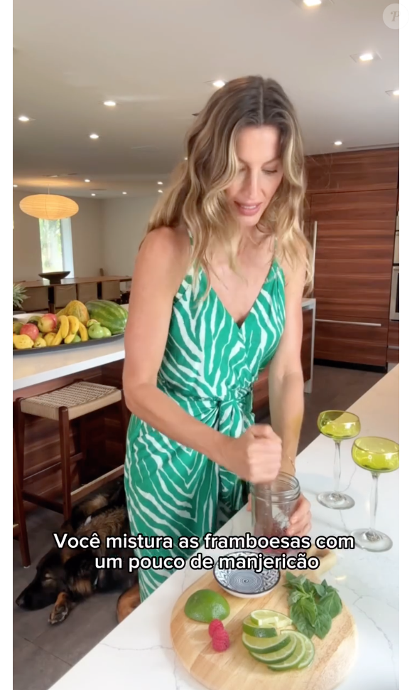 Drink de Gisele Bündchen leva framboesa, manjericão e limão e fica uma delícia