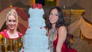 5 andares, cerejas e babados: bolo gigante rouba a cena no aniversário de Bruna Marquezine e tem coincidência com Marina Ruy Barbosa