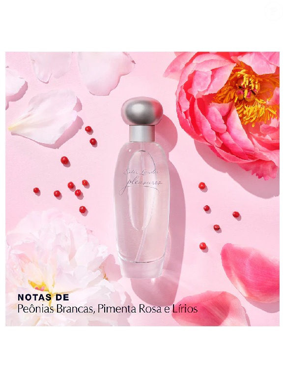 De acordo com a Estée Lauder, o Pleasures foi desenvolvido para acompanhar diferentes estações e momentos, com uma fragrância de bem-estar que celebra os prazeres simples da vida. Lançado em 1995, o perfume reúne lírio branco, folhas de violeta, acentos verdes, peônia branca, rosa e jasmim