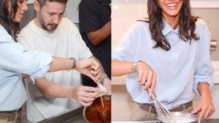 MasterChef já! Com look de alfaiataria, Bruna Marquezine ‘mete a mão na massa’ com chef internacional famoso