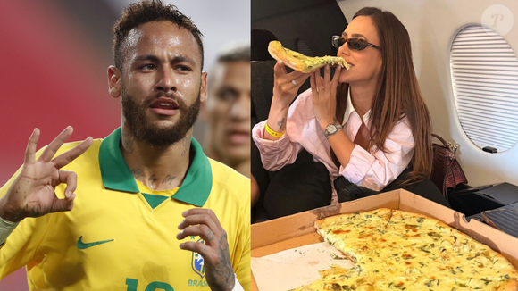 Esposa de Neymar, Bruna Biancardi, matou desejo de grávida ao comer fatia gigante de pizza