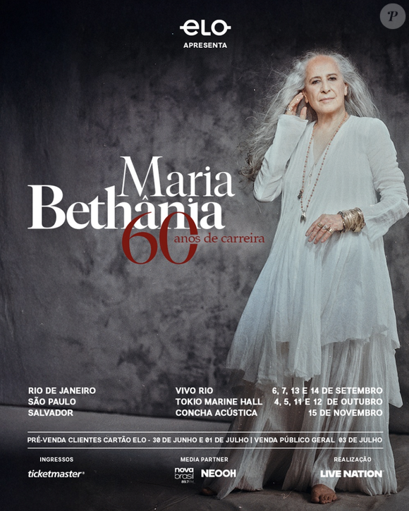 Maria Bethânia começa em setembro a turnê dos 60 anos de carreira