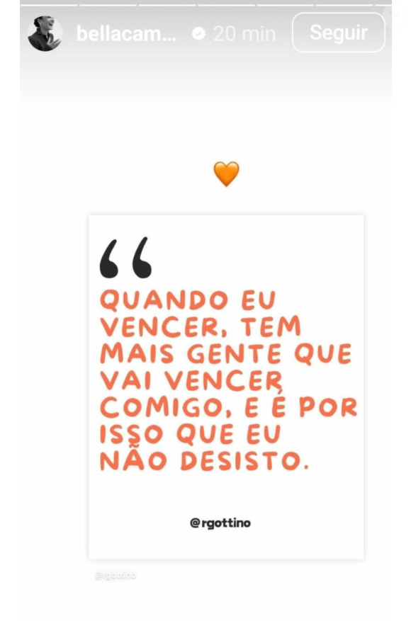 Bella Campos teria compartilhado essa mensagem nesta quinta-feira (17), em seu perfil no Instagram.