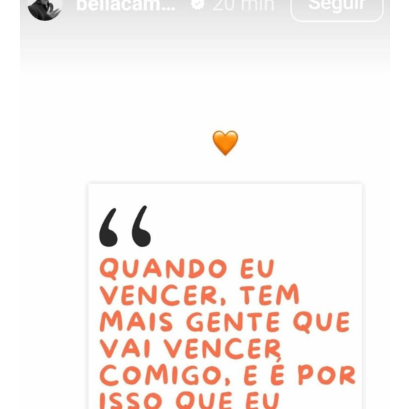 Bella Campos teria compartilhado essa mensagem nesta quinta-feira (17), em seu perfil no Instagram.