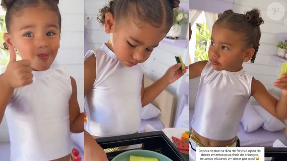 Bruna Biancardi mostra 'detox' alimentar da filha Mavie após férias nos EUA e revela mudança na rotina da menina