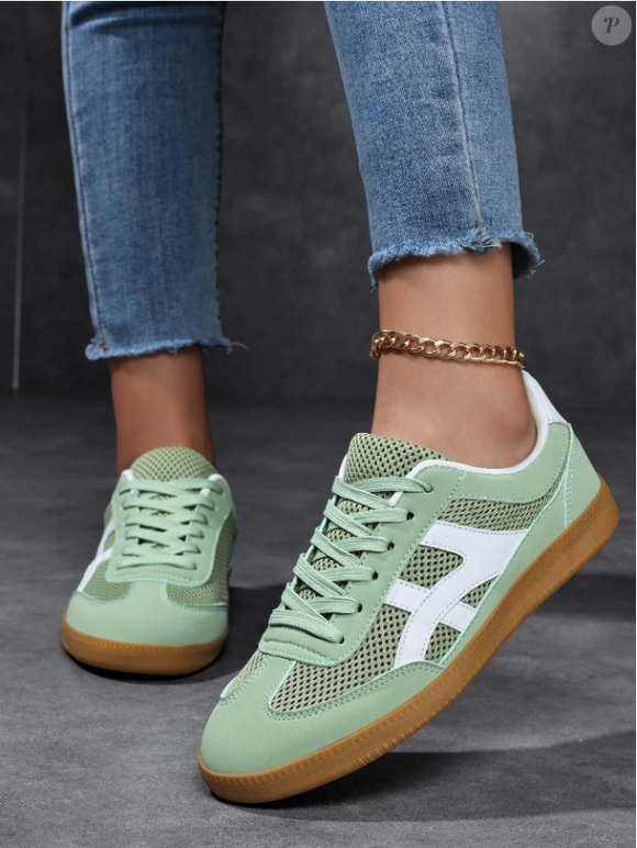 Custando menos de R$ 140 até o fechamento desta matéria, o tênis verde wasabi da Shein surge como uma alternativa acessível para quem quer atualizar o guarda-roupa com uma tendência do momento