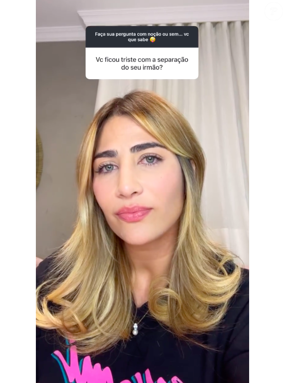 Em uma interação com fãs na web, Jéssica Beatriz foi questionada se teria ficado triste com a separação do irmão