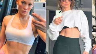 Jennifer Lopez, de 56 anos: 'Assim que acordo, coloco minha roupa de ginástica. Antes eu treinava intensamente; agora treino de forma inteligente: 40 minutos de musculação para não perder massa muscular com a idade'