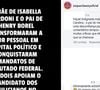 Página de esquerda radical reprovou com ataques de ódio apoio de Ana Carolina Oliveira e Leniel Borel a Flávio Bolsonaro