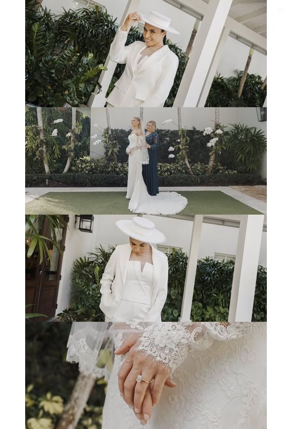 O visual criou um contraste harmonioso com o look da esposa, equilibrando tradição e modernidade de forma sofisticada.