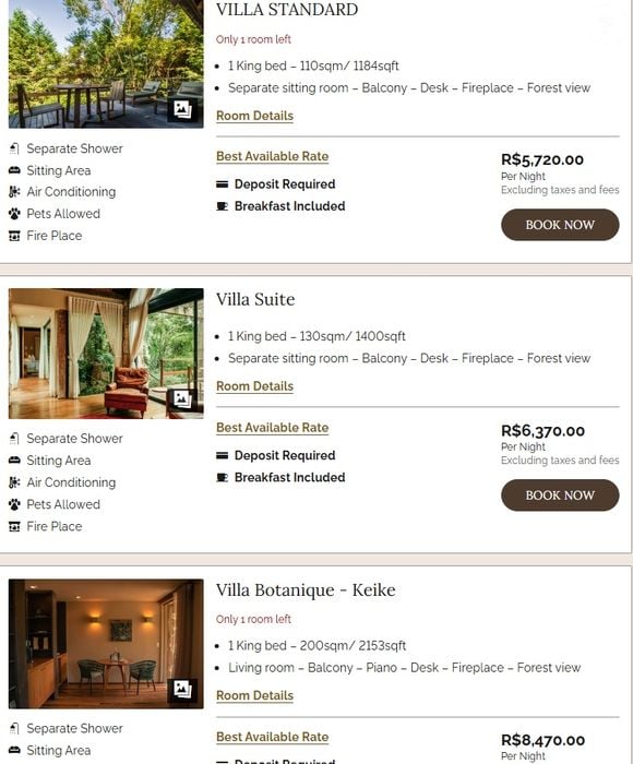 Hotel de luxo tem diárias que passam de R$ 8 mil