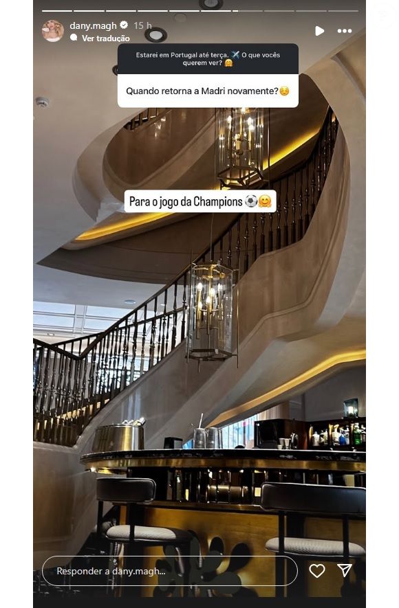 Day Magalhães revelou que irá voltar para Madrid a tempo de chegar para a partida do Real Madrid contra o Juventus nesta quarta-feira, 22 de outubro de 2025