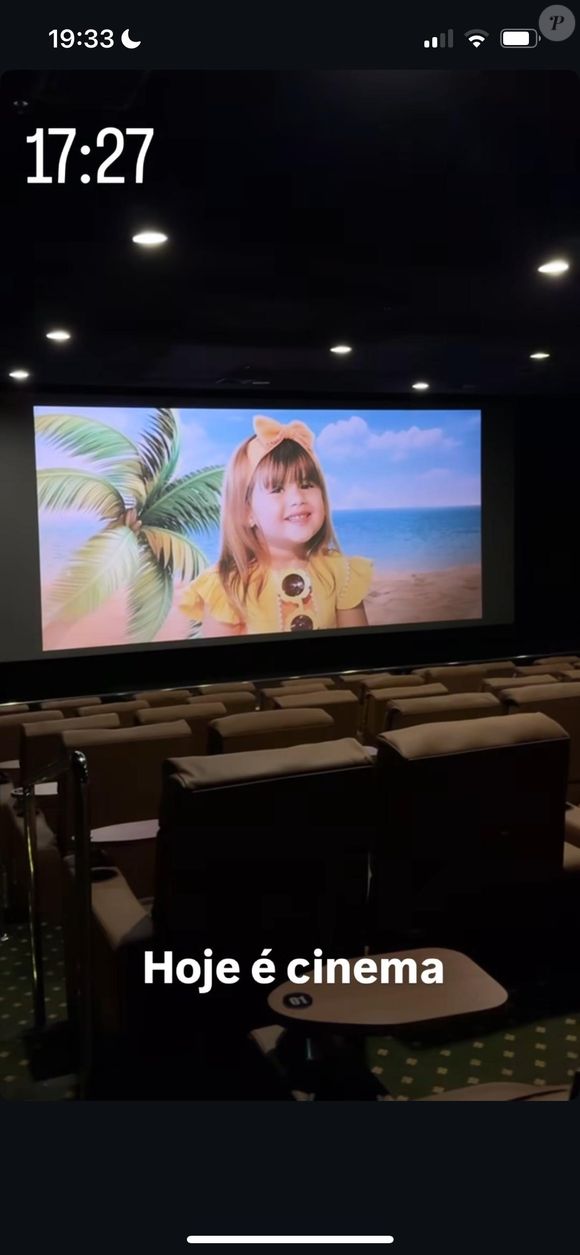 Maria Alice, filha de Virgínia e de Zé Felipe, ganhou festa no cinema nesta sexta-feira (30)