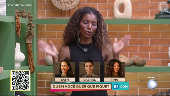 Tina Calamba foi a mais votada pelos colegas na formação da quinta Roça de A Fazenda 18 e agora depende do público para continuar no reality show da Record