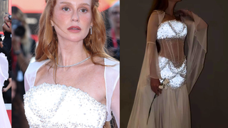 Bem-vinda de volta, Amália! Marina Ruy Barbosa revive ‘Deus Salve o Rei’ com vestido branco transparente, corset e 2.160 cristais que brilham em Veneza. Fotos!