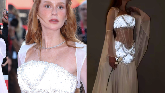 Bem-vinda de volta, Amália! Marina Ruy Barbosa revive ‘Deus Salve o Rei’ com vestido branco transparente, corset e 2.160 cristais que brilham em Veneza. Fotos!
