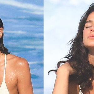 Bruna Marquezine ostenta barriga tanquinho de biquíni branco e curte momento relax em praia. Fotos!