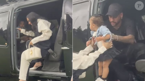 Neymar no Santos: jogador chega em helicóptero de luxo com Bruna Biancardi, mas é o lookinho fofo de Mavie que rouba a cena