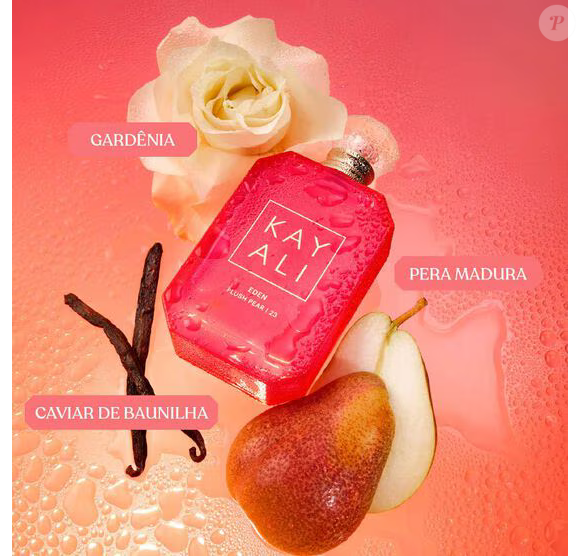 Encontrei na Sephora: o Eden Plush Pear | 23 aposta em uma mistura de frutas cítricas e flores delicadas para ampliar a linha de perfumes da Kayali