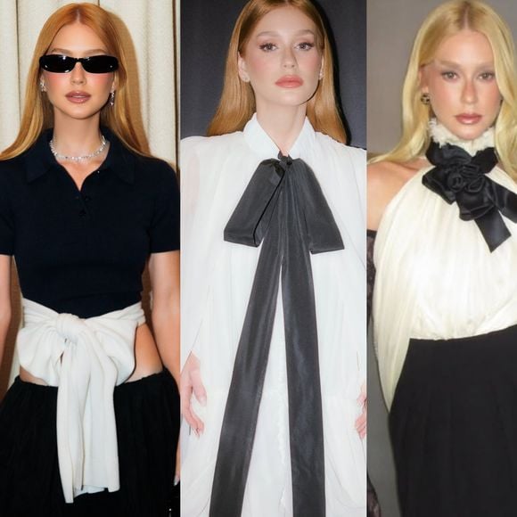 5 vezes que Marina Ruy Barbosa mostrou que laços em look P&B são chiques e atemporais