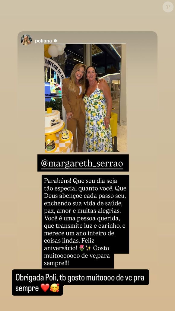 Margareth Serrão repostou a mensagem e também mostrou gostar muito da mãe de Zé Felipe