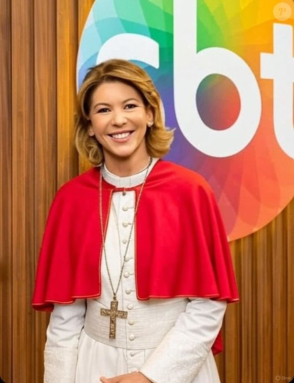 Imagem criada por internautas na web mostra Daniela com um 'look papal', isto é, vestida com o traje do Papa, nas cores branco e vermelho.