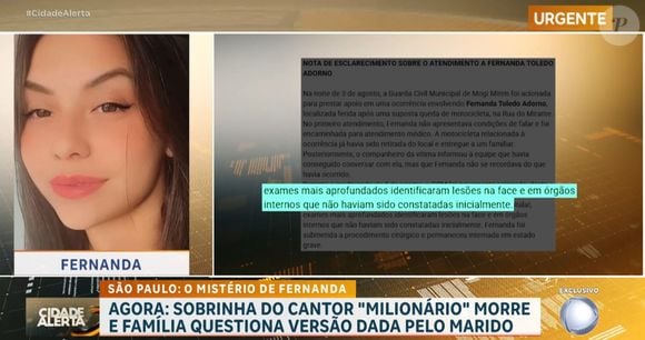 Morte trágica de sobrinha do cantor Milionário é tratada como suspeita em um primeiro momento