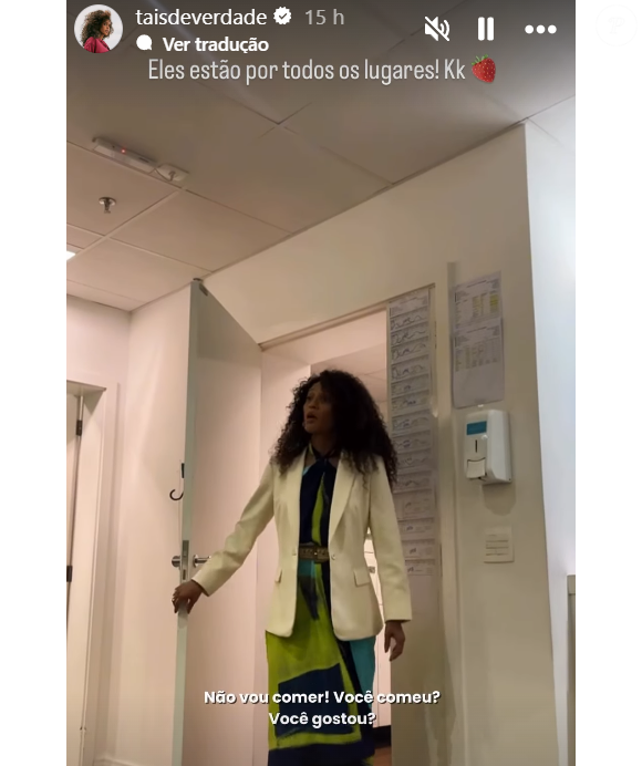 Taís Araújo disse que não vai comer o Morango do Amor, a sobremesa mais famosa do momento.