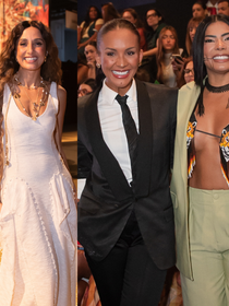 Top de onça de miçangas, terninho clássico e vestido boho: Camila Pitanga, ex-BBBs Maxiane e Marciele e mais famosos roubam a cena no Rio Fashion Week 2026; veja + de 20 fotos