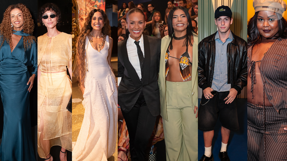 Top de onça de miçangas, terninho clássico e vestido boho: Camila Pitanga, ex-BBBs Maxiane e Marciele e mais famosos roubam a cena no Rio Fashion Week 2026; veja + de 20 fotos