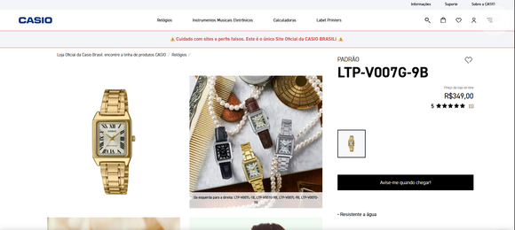 Uma alternativa que mantém o espírito elegante do modelo de Lady Di, sem pesar no bolso, trata-se do Casio LTP-V007G-9B