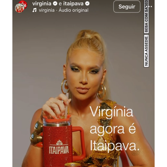 Post de Virginia Fonseca que informar a us aligação com a marca Itaipava
