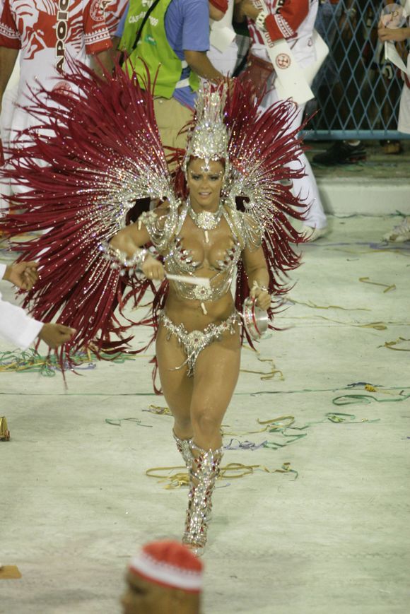 Em 2009, consolidando seu nome no Carnaval carioca, Viviane Araújo apostou em uma fantasia prateada e vermelha que valorizou seu corpo