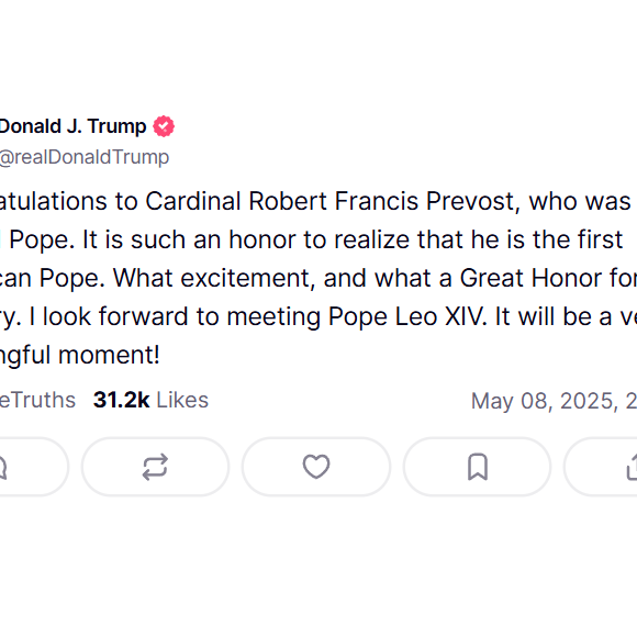 Mensagem do presidente Donald Trump na rede Truth Social.