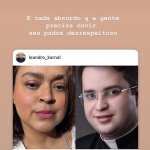 Bela Gil compartilhou uma publicação no Instagram sobre o caso: ‘É cada absurdo que a gente precisa ouvir… Seu padre desrespeitoso’