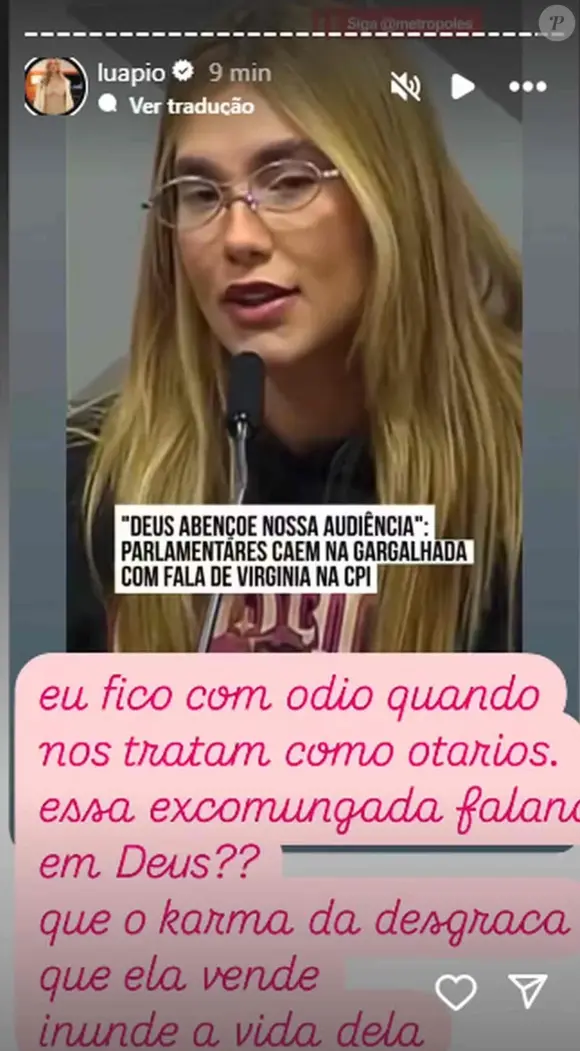 Luana Piovani sobre Virgínia Fonseca: ‘Que o ‘karma’ da desgraça que ela vende inunde a vida dela’